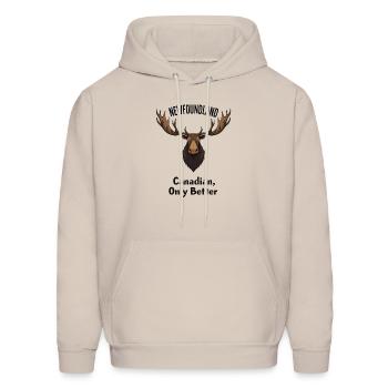 Newfoundland Pride Moose Tee - Men's Hoodie - Sand - Front - Elias (183cm)