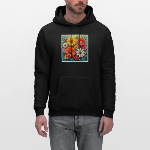 Vibrant Floral Fantasy Design - Men's Hoodie