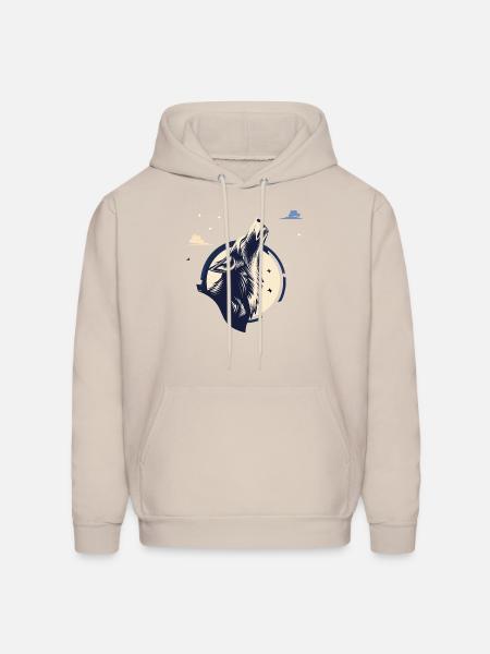 Howling Wolf - Men's Hoodie - Sand