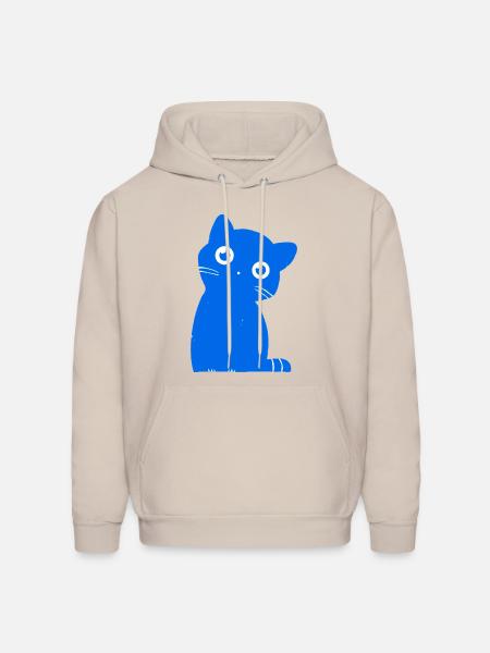 Azure Blue Cat Silhouette - Men's Hoodie - Sand