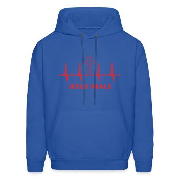 Jesus Heals - Men's Hoodie - royal blue - Front - Elias (183cm)