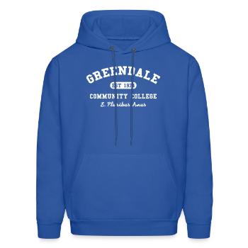 Greendale Community College E Pluribus Anus - Men's Hoodie - royal blue - Front - Elias (183cm)