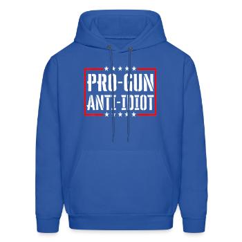 Pro Gun Anti Idiot - Men's Hoodie - royal blue - Front - Elias (183cm)