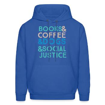 books and coffee and dogs and justice social - Men's Hoodie - royal blue - Front - Elias (183cm)
