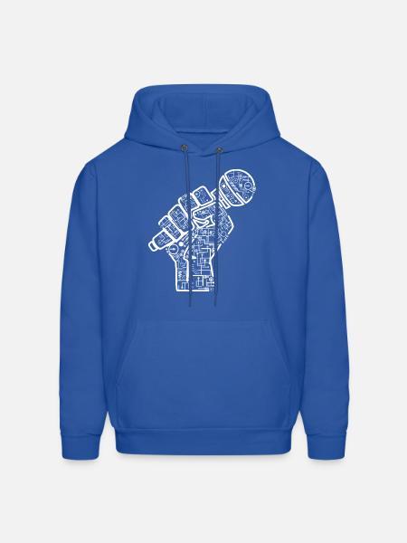 Hand With Microphone Electrics Illustration - Men's Hoodie - royal blue