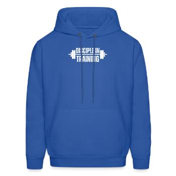 Disciple in training barbell Christian - Men's Hoodie - royal blue - Front - Elias (183cm)