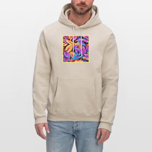 Captivating Neon Elegance Leaf Pattern - Men's Hoodie