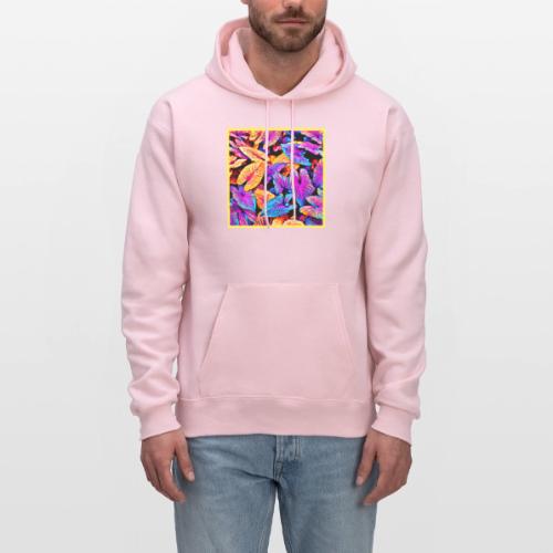 Captivating Neon Elegance Leaf Pattern - Men's Hoodie