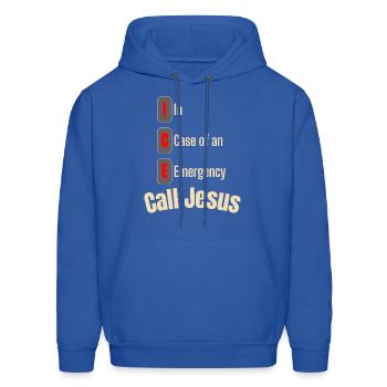 ICE In Case of an emergency call Jesus - Men's Hoodie - royal blue - Front - Elias (183cm)