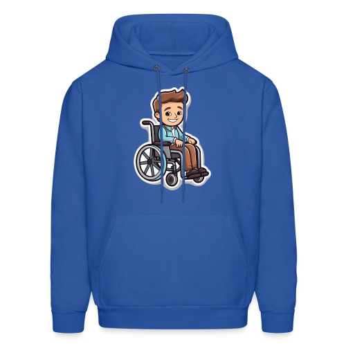 Cheerful boy in wheelchair. Cartoon # - Men's Hoodie