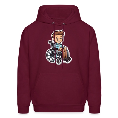 Cheerful boy in wheelchair. Cartoon # - Men's Hoodie