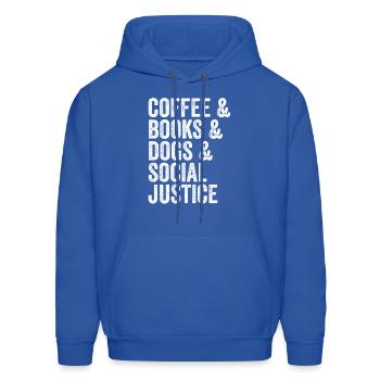 books and coffee and dogs and social justice - Men's Hoodie - royal blue - Front - Elias (183cm)