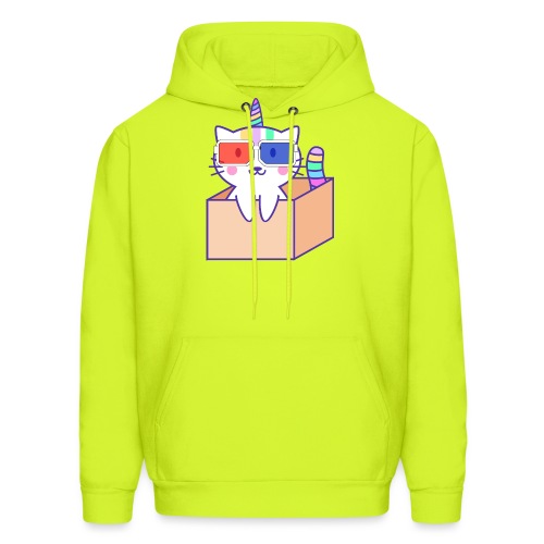 Unicorn cat with 3D glasses doing Vision Therapy! - Men's Hoodie