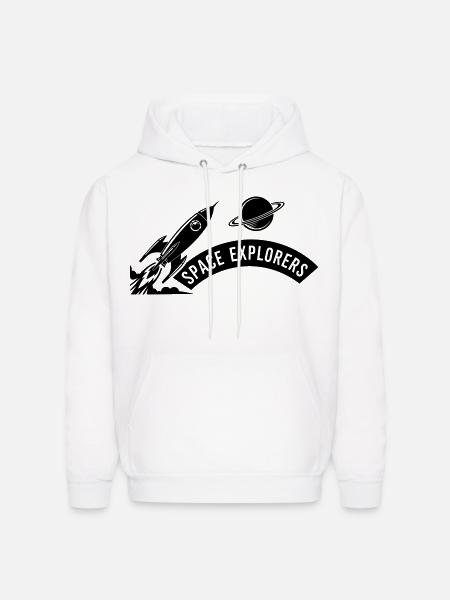 Space Explorers Logo - Men's Hoodie - white