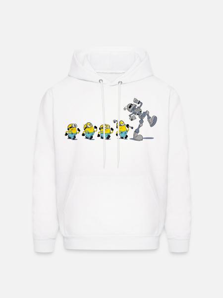 Minions In A Row With Robot - Men's Hoodie - white