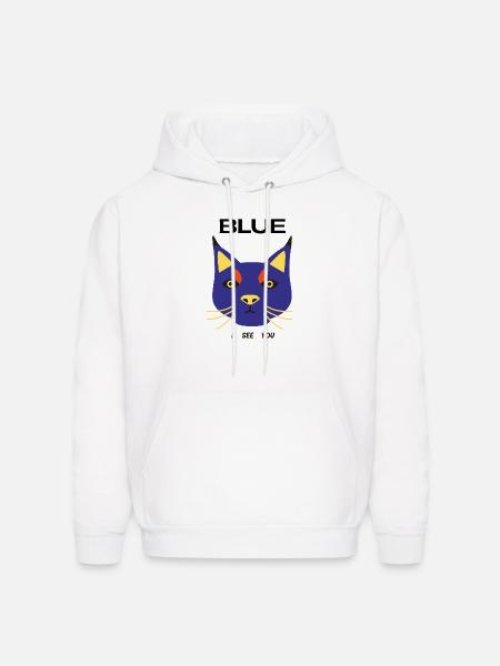 Blue Cat Face Pop Art - Men's Hoodie - white