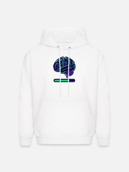 Neon Brain Progress Bar - Men's Hoodie - white
