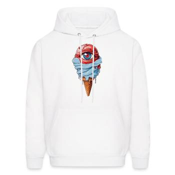 an ice cream with a red eye T-shirt Design - Men's Hoodie - white - Front - Elias (183cm)