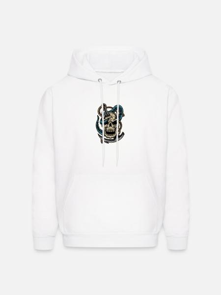Skull and Dagger Kraken Tattoo - Men's Hoodie - white