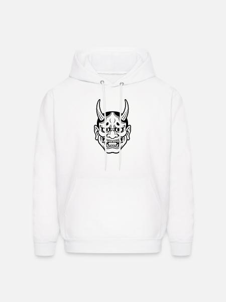japanese demon mask - Men's Hoodie - white