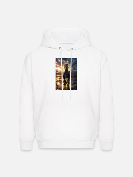 Dino at Sunset Shore - Men's Hoodie - white