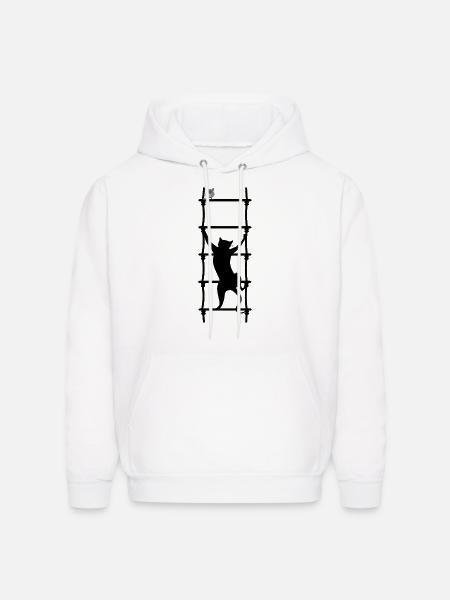 A Cat Climbs - Men's Hoodie - white