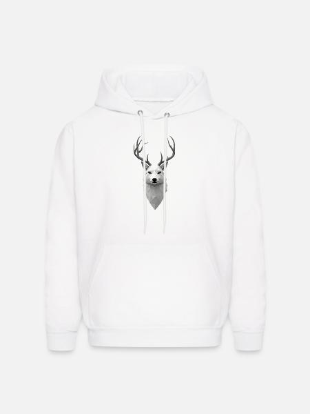 Geometric Winter Elk Illustration - Men's Hoodie - white