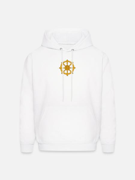 Golden Ship Wheel Emblem - Men's Hoodie - white