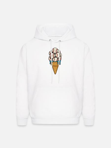 Baseball Ice Cream Cone - Men's Hoodie - white