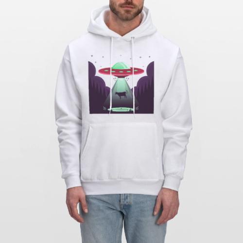 Cartoon Alien Abduction Cow - Men's Hoodie