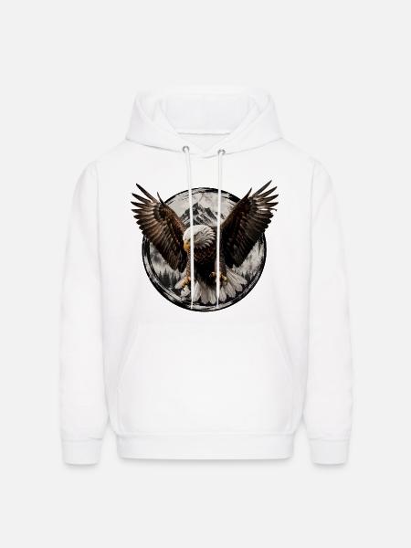 Eagle Over Mountain Circle - Men's Hoodie - white