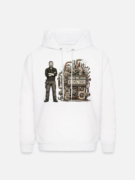 Steampunk Engineer Portrait Machine - Men's Hoodie - white