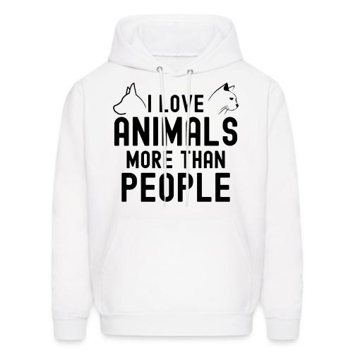 I Love Animals More Than People - Dog & Cat Heads - Men's Hoodie
