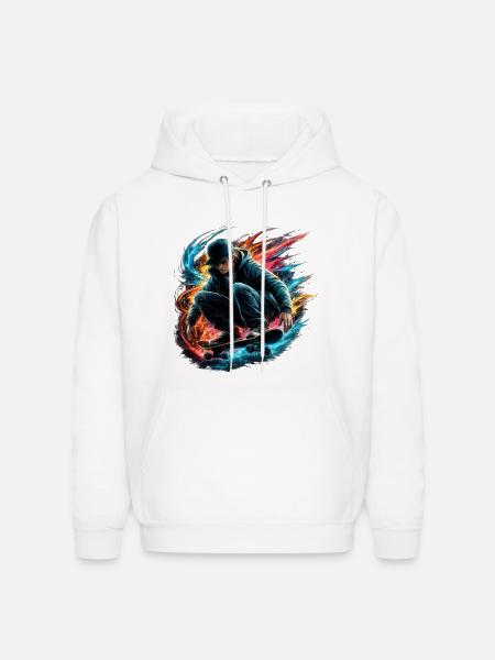 Neon Splash Skate Rider - Men's Hoodie - white