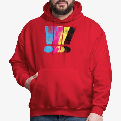 Large Distressed CMYW Exclamation Points - Men's Hoodie