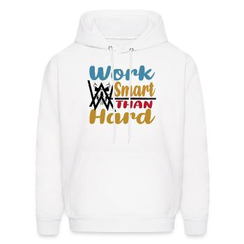 Work Smart Than Hard- Printed Teeshirt - Men's Hoodie - white - Front - Elias (183cm)