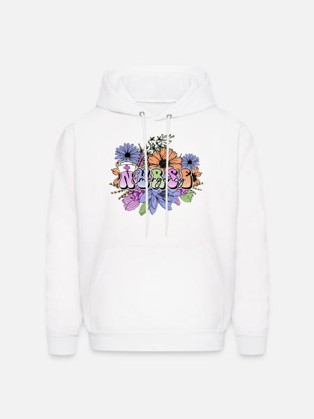 Emergency Nurse flowers - Men's Hoodie - white