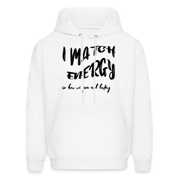 i match energy - Men's Hoodie - white - Front - Elias (183cm)