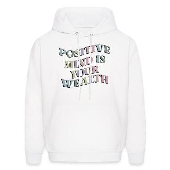 Positive Mind Is Your Wealth - Men's Hoodie - white - Front - Elias (183cm)
