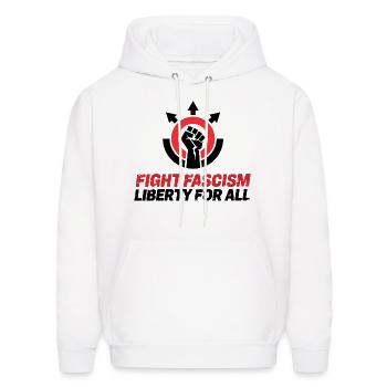 Join Us in Fighting Fascism. - Men's Hoodie - white - Front - Elias (183cm)