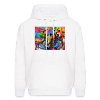 Colourful doggy image - Men's Hoodie - white - Front - Elias (183cm)