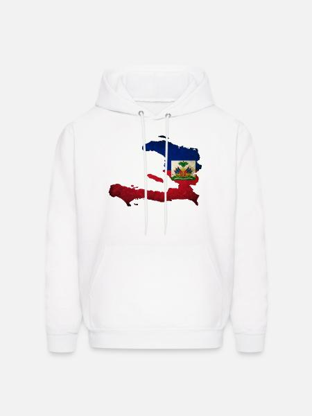 Haiti Flag Map - Men's Hoodie - white