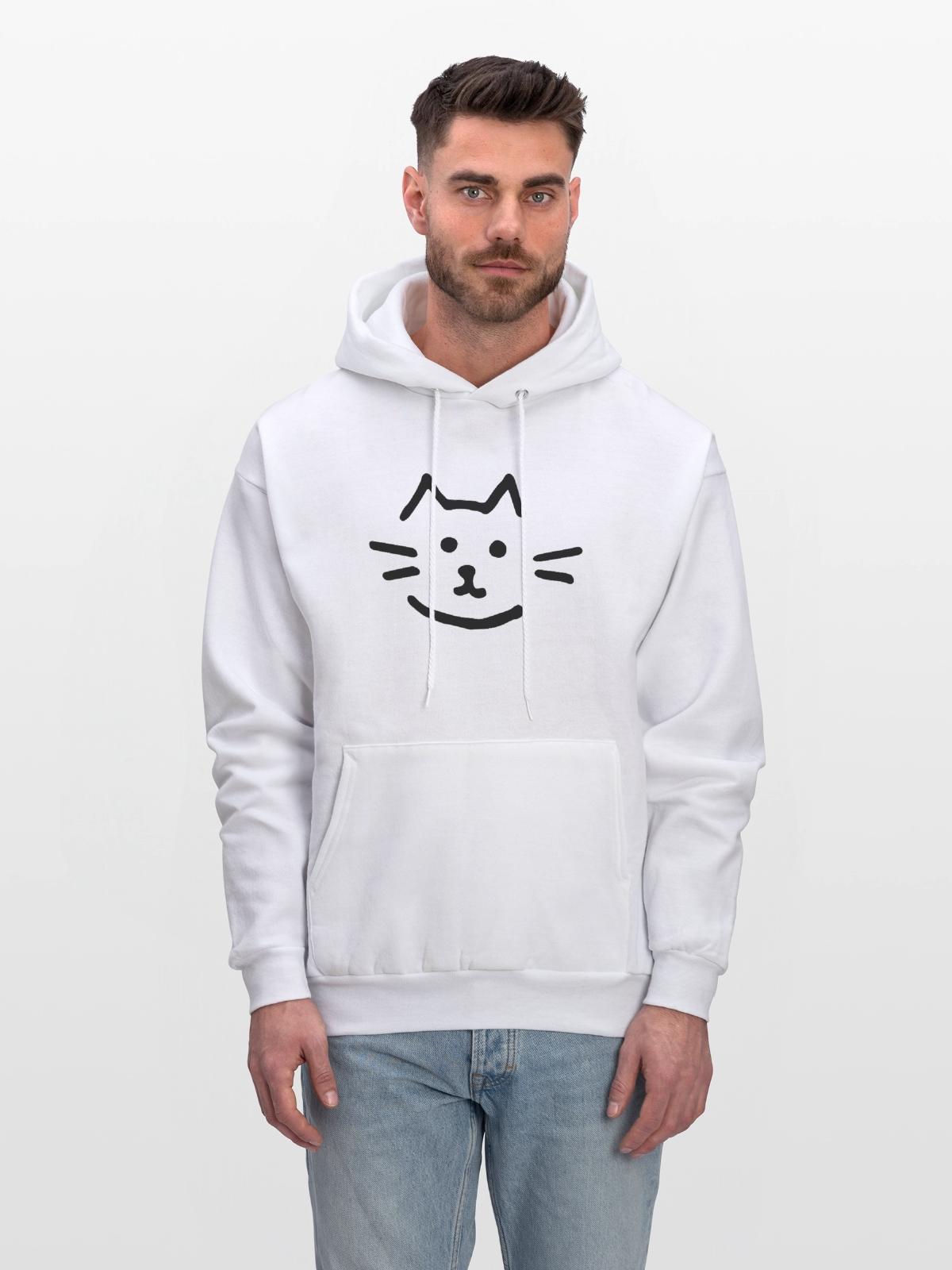 cat face - Men's Hoodie - white - Front - Elias (183cm)