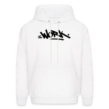 work tag - Men's Hoodie - white - Front - Elias (183cm)