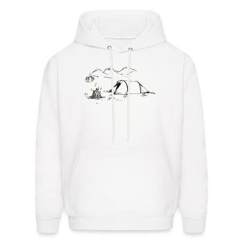 Camping Scene with Tent and Campfire - Men's Hoodie - white - Front - Elias (183cm)