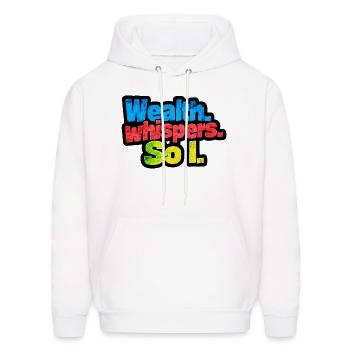 WEALTH WHISPERS - Men's Hoodie - white - Front - Elias (183cm)