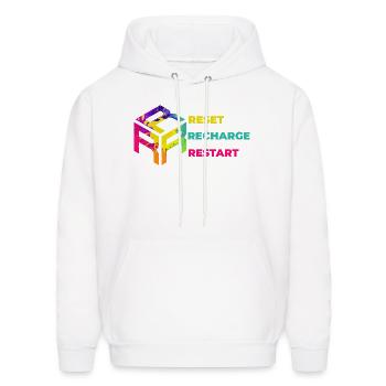 reset recharge restart - Men's Hoodie - white - Front - Elias (183cm)