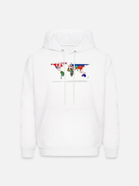 Flag Map Of The World - Men's Hoodie - white