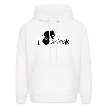 i love animals elephant animal welfare - Men's Hoodie - white - Front - Elias (183cm)