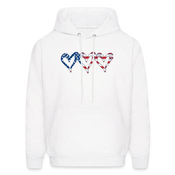 Usa Flag Patriotic American Hearts Armed Forces 4T - Men's Hoodie - white - Front - Elias (183cm)